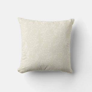 Coussin crème Brown de motif de damassé de fleur