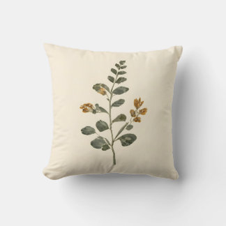 Coussin Crème de feuilles botaniques vintage