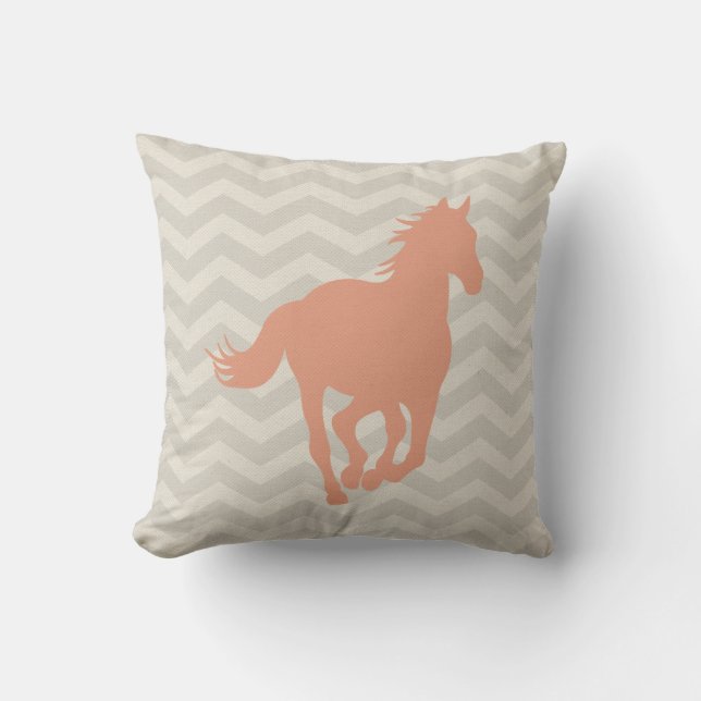 Coussin Crème de gris de pêche de motif de Chevron de (Recto)