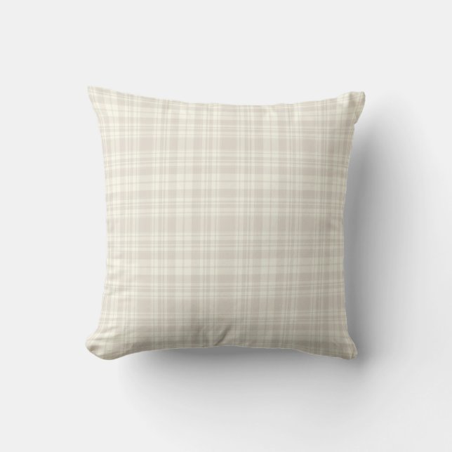 Coussin Crème de plaid de tartan et no. 66 de beige (Recto)