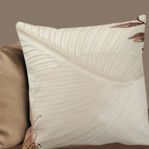 Coussin Crème et minimaliste Brown naturel Abstrait
