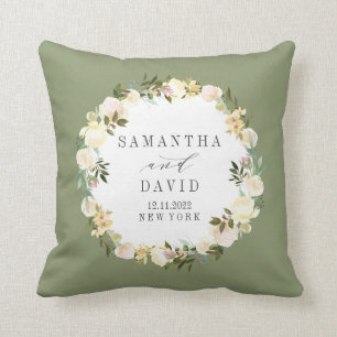 Coussin Crème et sage Mariage personnalisées