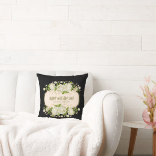 Coussin Crème Floral Joyeux Jour des Mères Jouer l'oreille