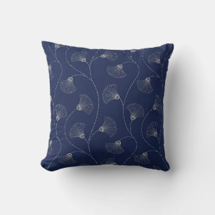 Coussin Crème Florale Art Nouveau Indigo