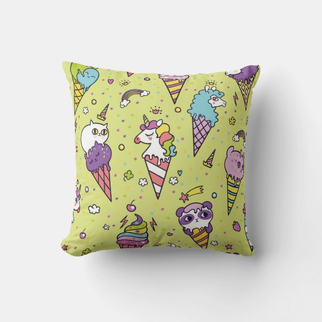 Coussin Crème glacée Pop Cute : Motif animal (Recto)