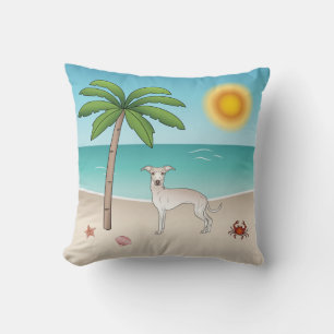 Coussin Crème Greyhound Italien À Tropical Summer Beach