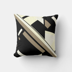 Coussin Crème noir Taupe Blanc Diagonal Art MCM look