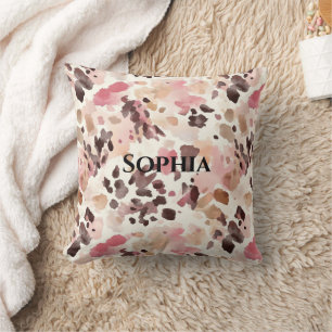 Coussin Crème rose Brown Léopard Noël