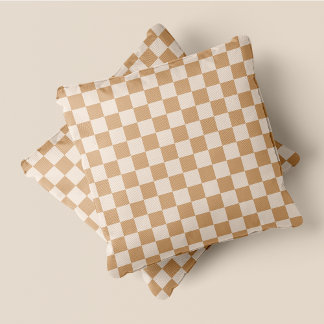 Coussin Crème rustique chic & Tan Checkers