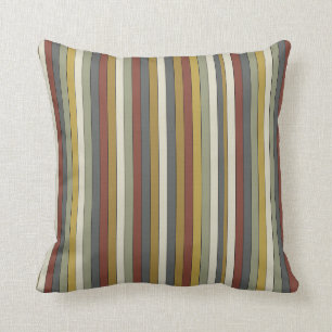 Coussin Crème verte rouge moderne rayée jaune
