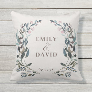 Coussin Crest jardin Eggshell Noms Mariages