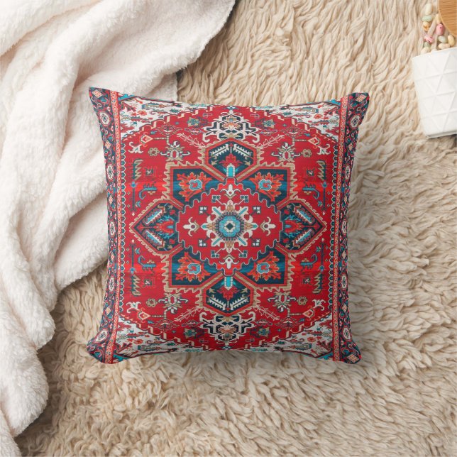 Coussin Crimson Mirage - Red Boho Élégance marocaine (Couverture)