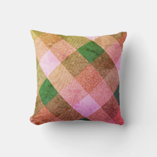 Coussin Criss Cross Diamond Plaid Vert rose