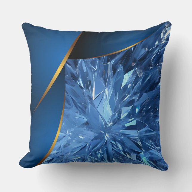 Coussin Cristaux de finition or bleu réversible (Recto)