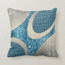 Coussin Croc de Snakeskin Abstrait bleu