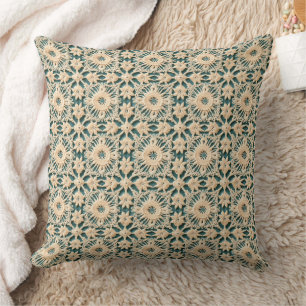 Coussin Crochet Ivoire Avec Fond Bleu