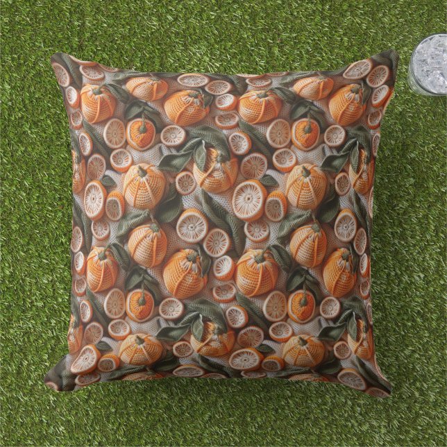 Coussin Crochet Oranges Citrus Fruit  (Herbe)
