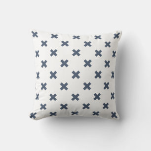 Coussin Crochets bleu-gris sur blanc