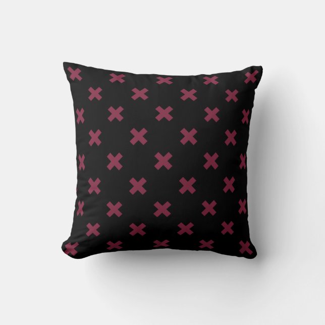 Coussin Crochets Mulberry sur noir (Recto)