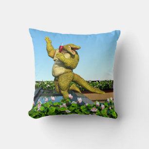 Coussin Crocodile drôle Champagne Fête Piscine Art