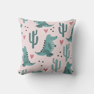Coussin Crocodile mignon, motif alligator vintage.