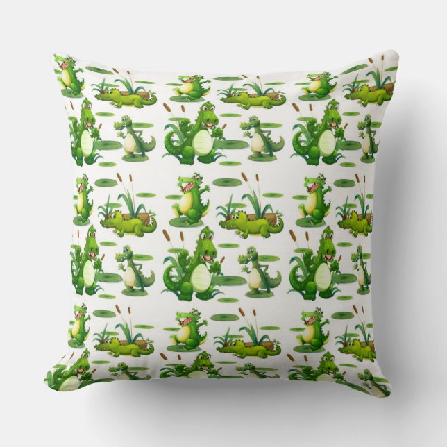 Coussin Crocodiles Dans L'Étang (Recto)
