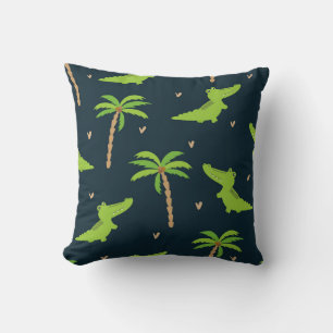 Coussin Crocodiles de dessin : Alligator Palms Motif.