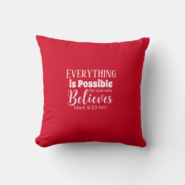 Coussin Croire la Bible contre la foi chrétienne Rouge (Recto)