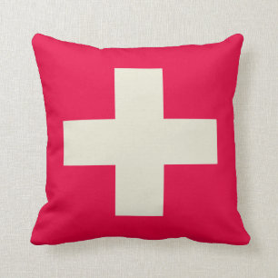 Coussin croisé rouge et beige de conception