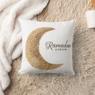 Coussin Croissant de Lune en Or Ramadan Kareem