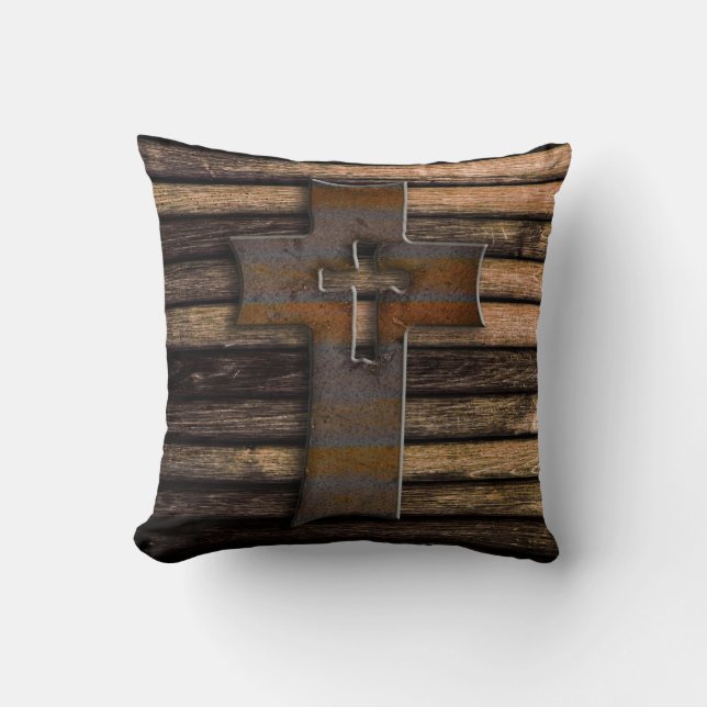 Coussin Croix en bois Brown naturelle (Recto)