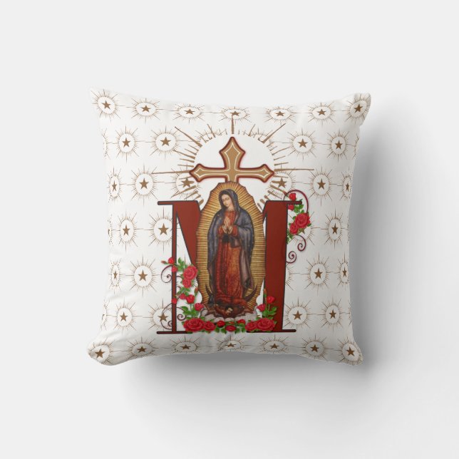 Coussin Croix mariale religieuse catholique de Guadalupe (Recto)