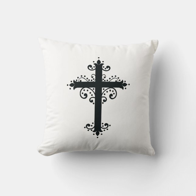 Coussin Croix sculptée décorative de luxe (Recto)