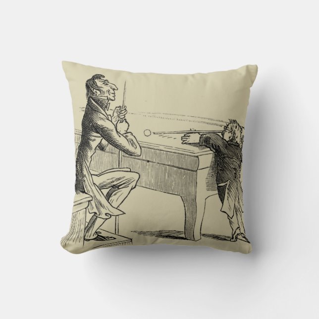 Coussin Croquis au crayon de deux hommes jouant au billard (Recto)