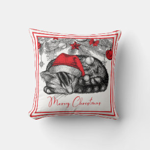 Coussin Croquis de chaton sous les ornements de l'arbre de