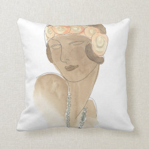 Coussin Croquis de mode d'aileron - femme avec la perruque