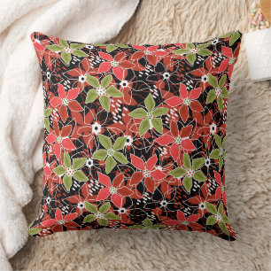 Coussin Croquis floral multicolore rétro automne