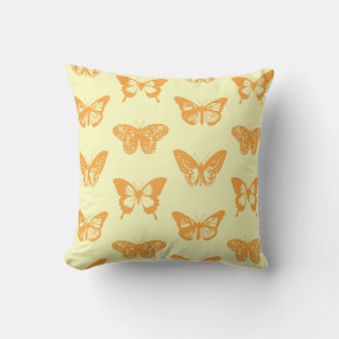 Coussin Croquis papillon, jaune et orange