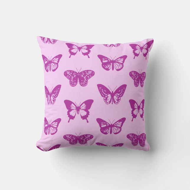 Coussin Croquis papillon, rose glacé & améthyste violet (Recto)