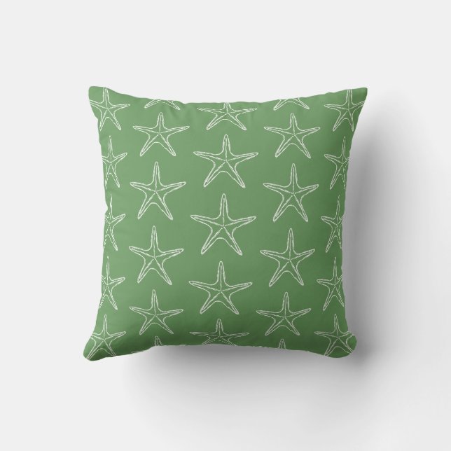 Coussin Croquis Starfish Motif sur vert clair (Verso)