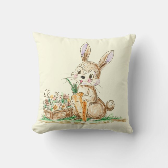 Coussin Croquis sur lapin lapin en caricature (Recto)
