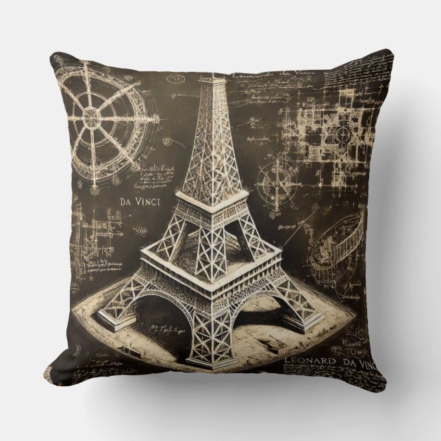 Coussin Croquis Tour Eiffel (Recto)