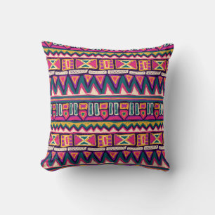 Coussin Croquis tribaux : motif aztèque dessiné à la main.