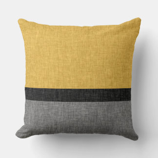 Coussin Crosshatch simple rayure gris-jaune