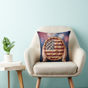 Coussin Croûte de drapeau américain sur une tarte aux ceri