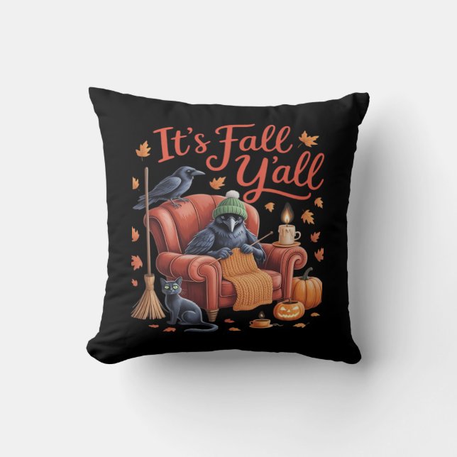 Coussin Crow C’est l’automne Y’tous les Citrouilles Automn (Recto)