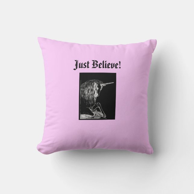 Coussin Croyez juste la licorne (Recto)