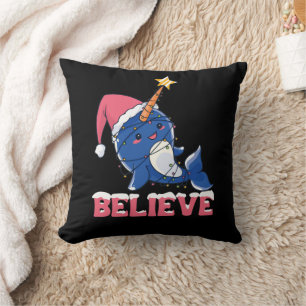 Coussin Croyez Narwhal Noël Fée Lumières