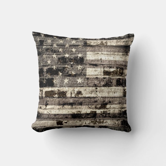 Coussin Cru de drapeau américain (Recto)