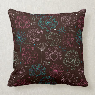 Coussin cru de papier peint de l'Inde de fleur de paon